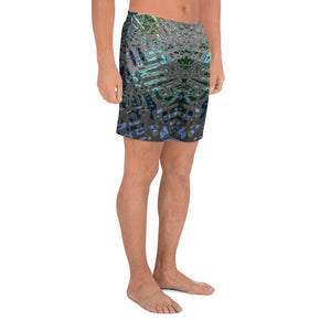 Men's Recycled Long Shorts with Mesh Side Pockets, No Liner, Liquid Jewel