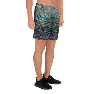 Men's Recycled Long Shorts with Mesh Side Pockets, No Liner, Liquid Jewel