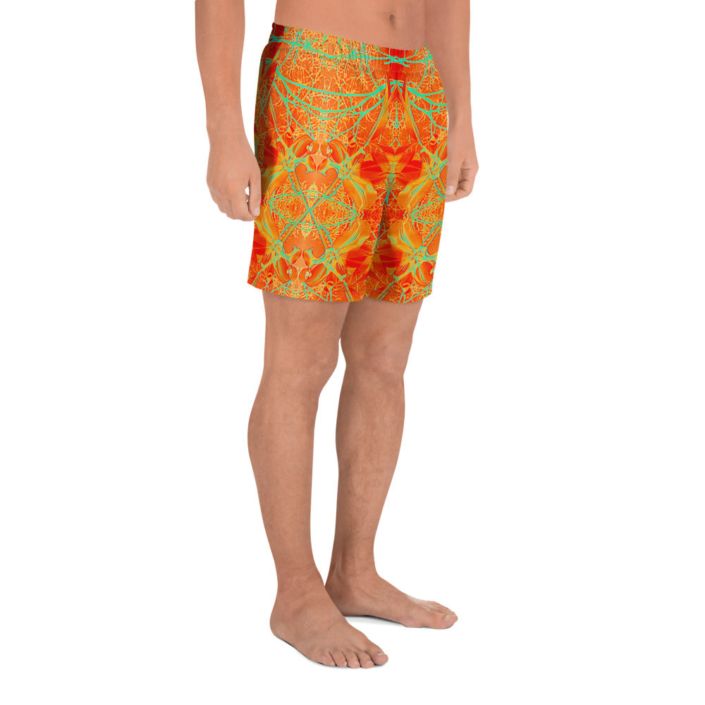 Men's Recycled Long Shorts with Mesh Side Pockets, No Liner, Electric Lily