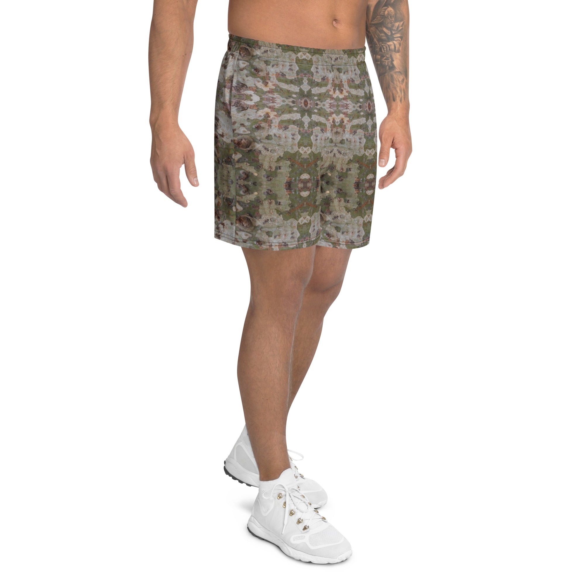 Men's Recycled Long Shorts with Mesh Side Pockets, No Liner, Chameleon