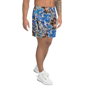 Men's Recycled Long Shorts with Mesh Side Pockets, No Liner, Paris Graffiti