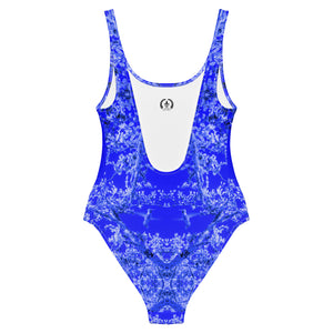 Women's One-Piece Swimsuit, Hummingbird, Blue