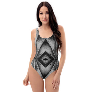 Women's One-Piece Swimsuit, Eiffel Tower Diamond Plate