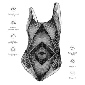 Women's One-Piece Swimsuit, Eiffel Tower Diamond Plate