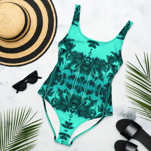 Women's One-Piece Swimsuit, Palm Tree, Green