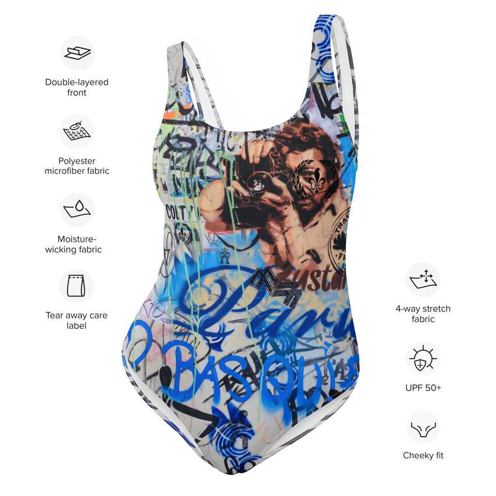 Women's One-Piece Swimsuit, Paris Graffiti