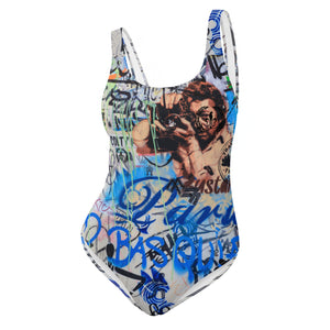 Women's One-Piece Swimsuit, Paris Graffiti