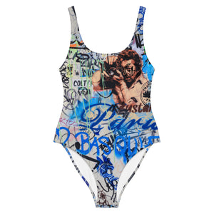 Women's One-Piece Swimsuit, Paris Graffiti