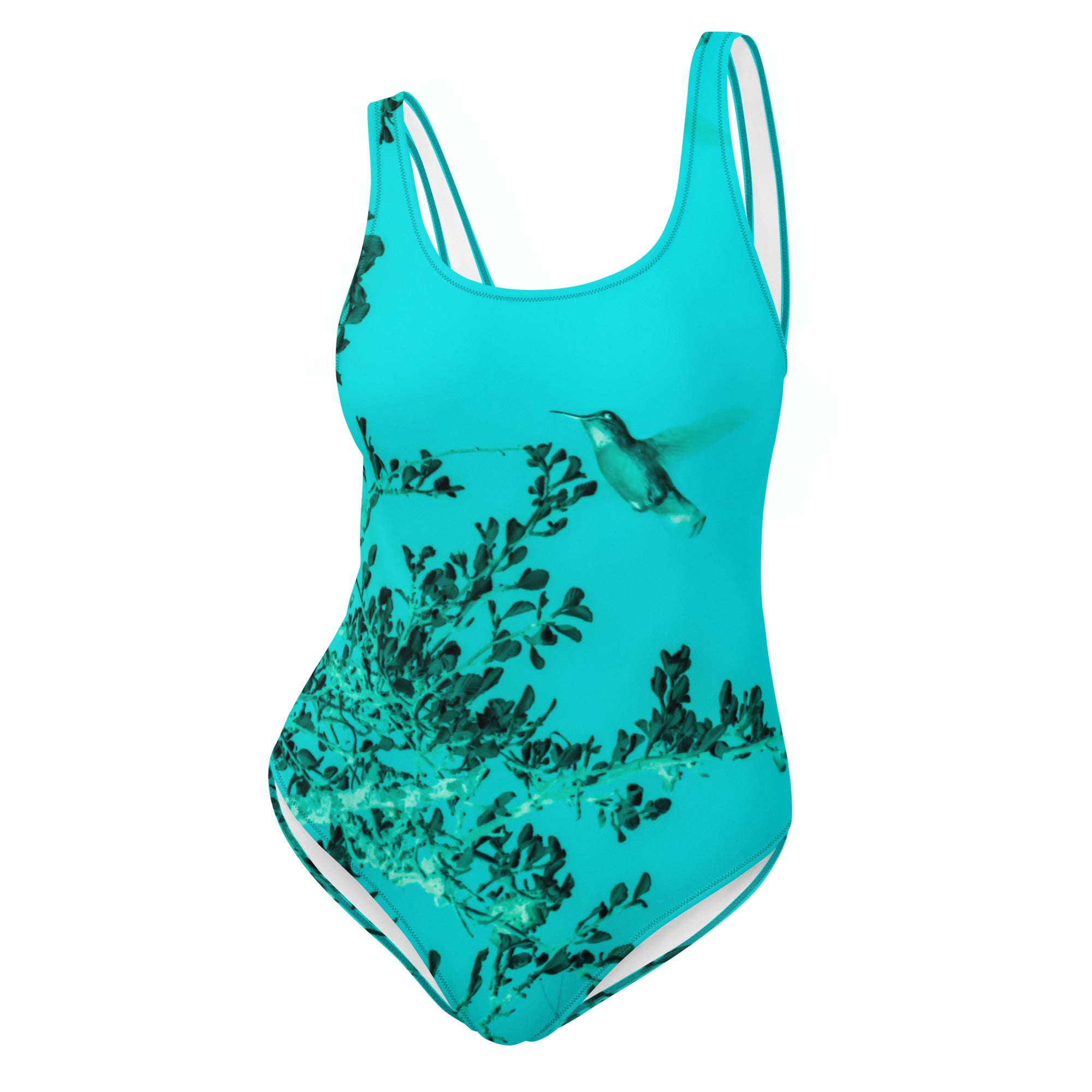 Women's One-Piece Swimsuit, Hummingbird, Turquoise