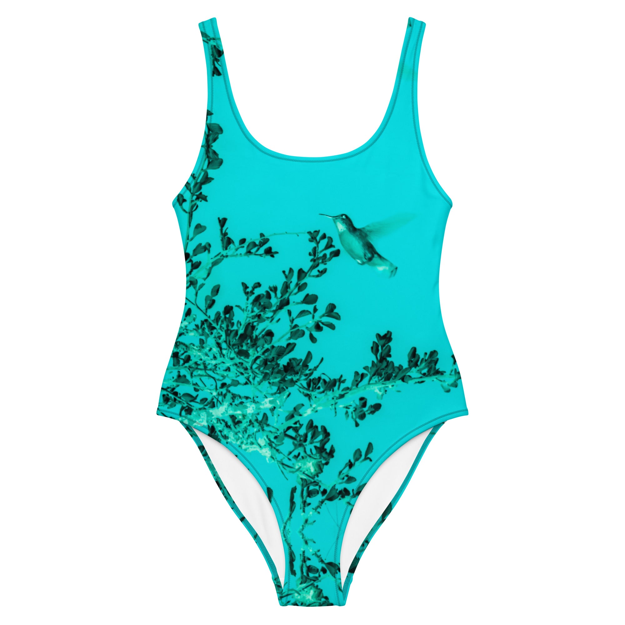 Women's One-Piece Swimsuit, Hummingbird, Turquoise