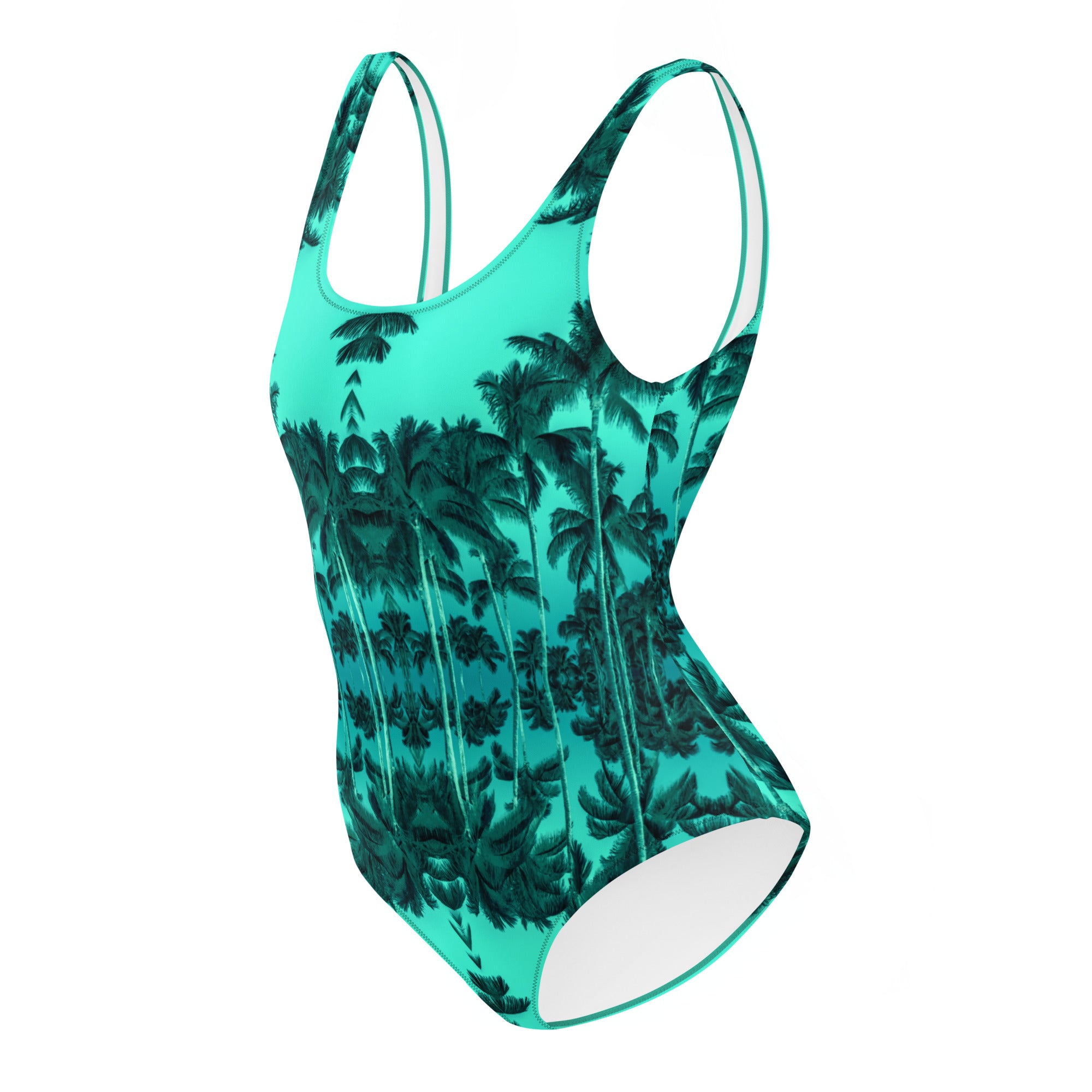 Women's One-Piece Swimsuit, Palm Tree, Green