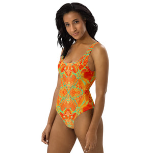 Women's One-Piece Swimsuit, Electric Lilly