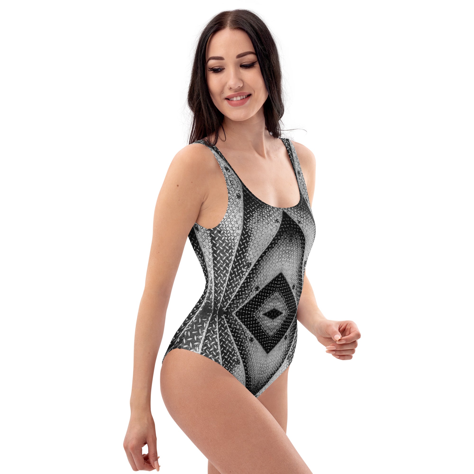 Women's One-Piece Swimsuit, Eiffel Tower Diamond Plate