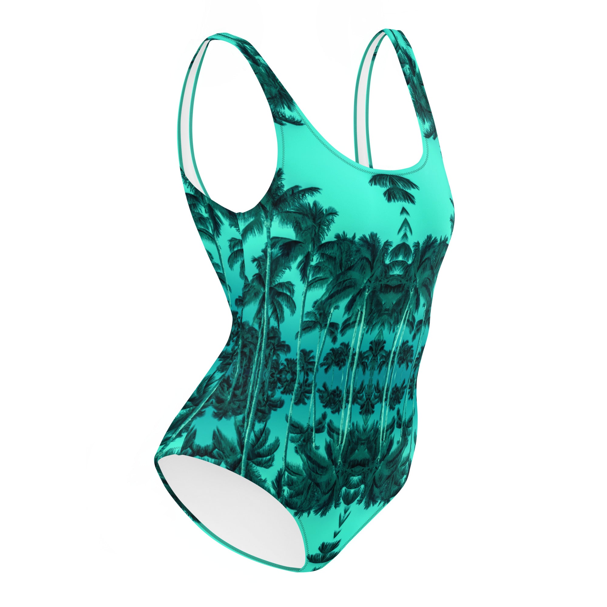 Women's One-Piece Swimsuit, Palm Tree, Green