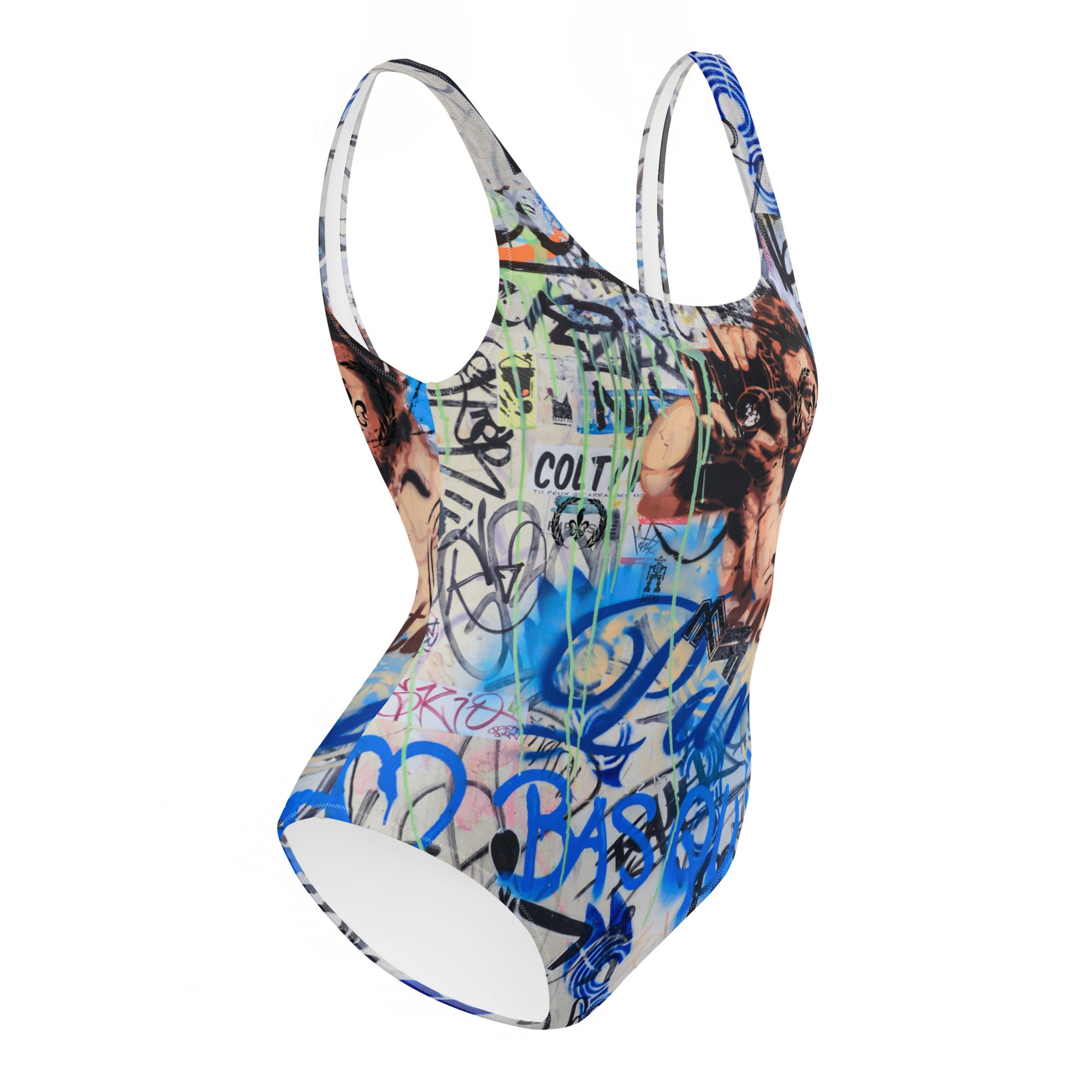 Women's One-Piece Swimsuit, Paris Graffiti