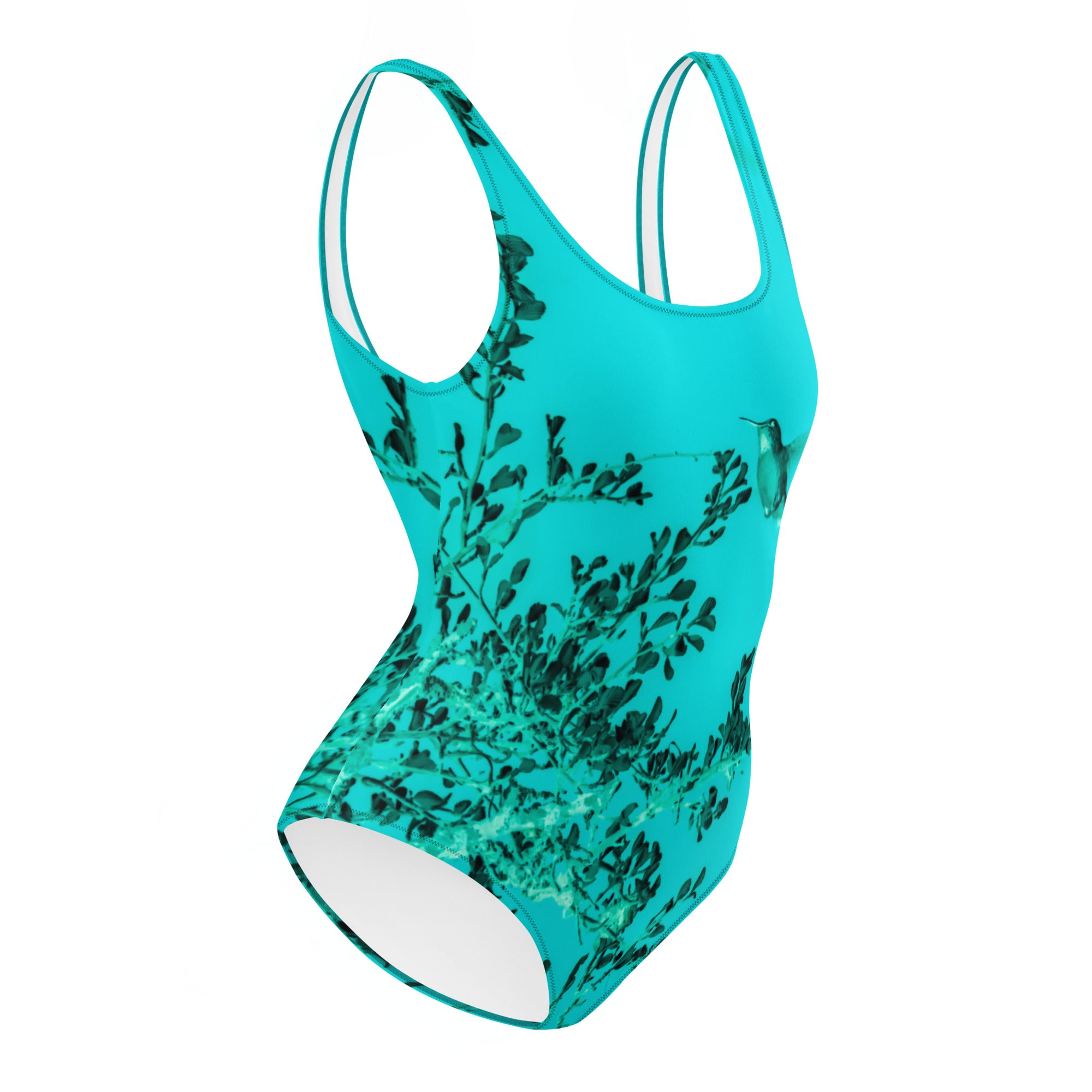 Women's One-Piece Swimsuit, Hummingbird, Turquoise