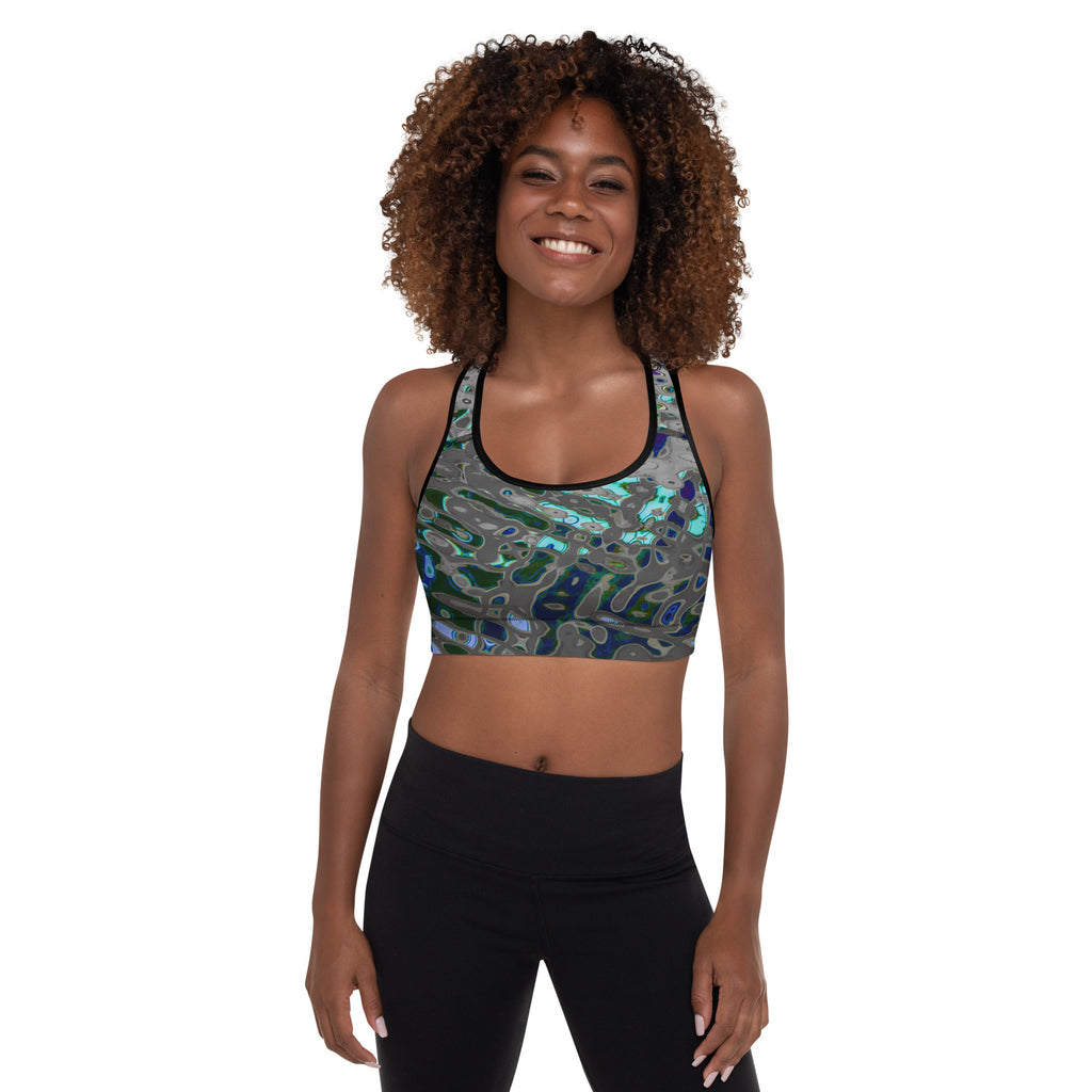 Women's Padded Sports Bra, Liquid Jewel