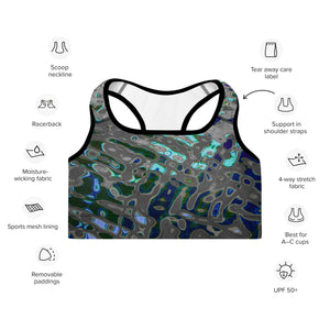 Women's Padded Sports Bra, Liquid Jewel