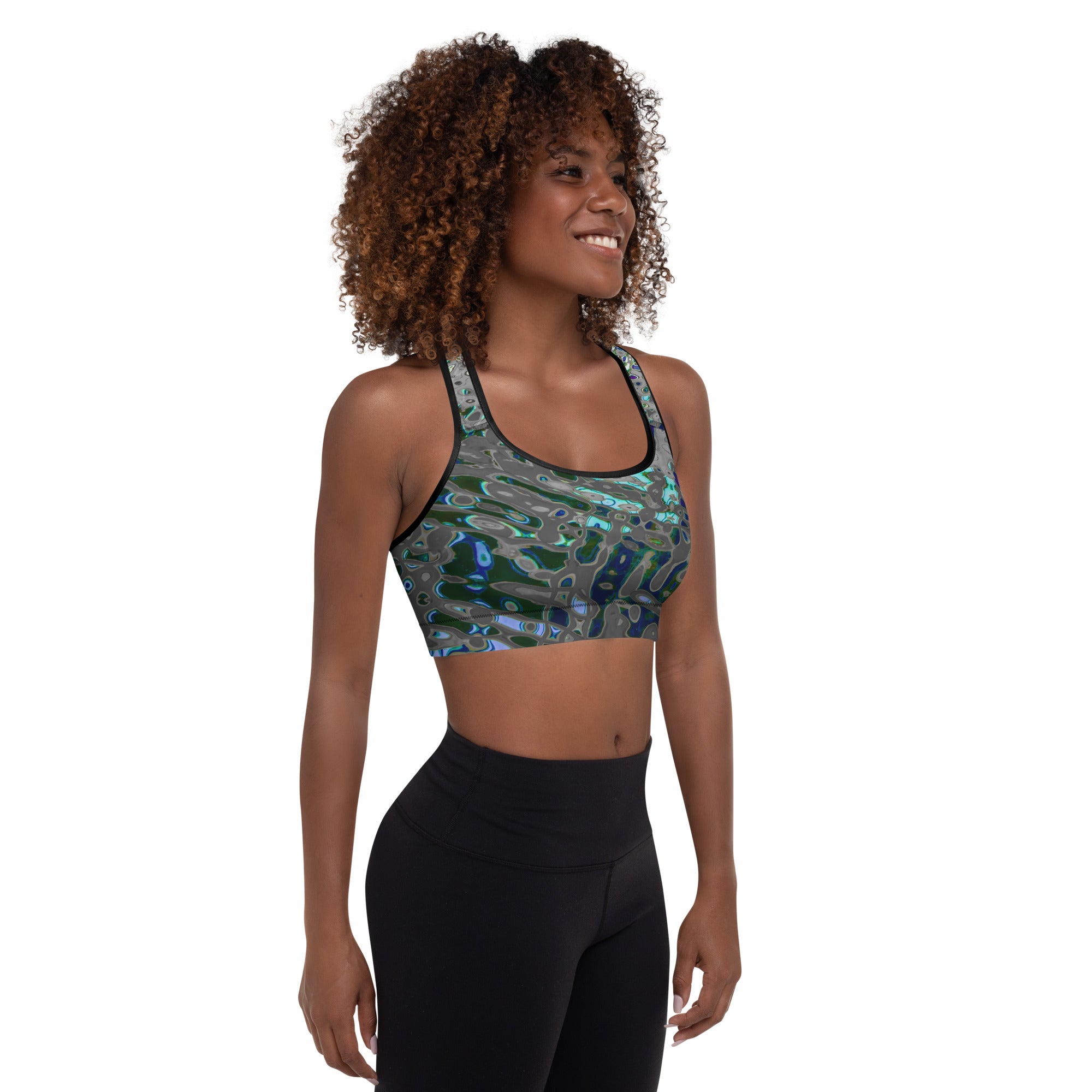 Women's Padded Sports Bra, Liquid Jewel