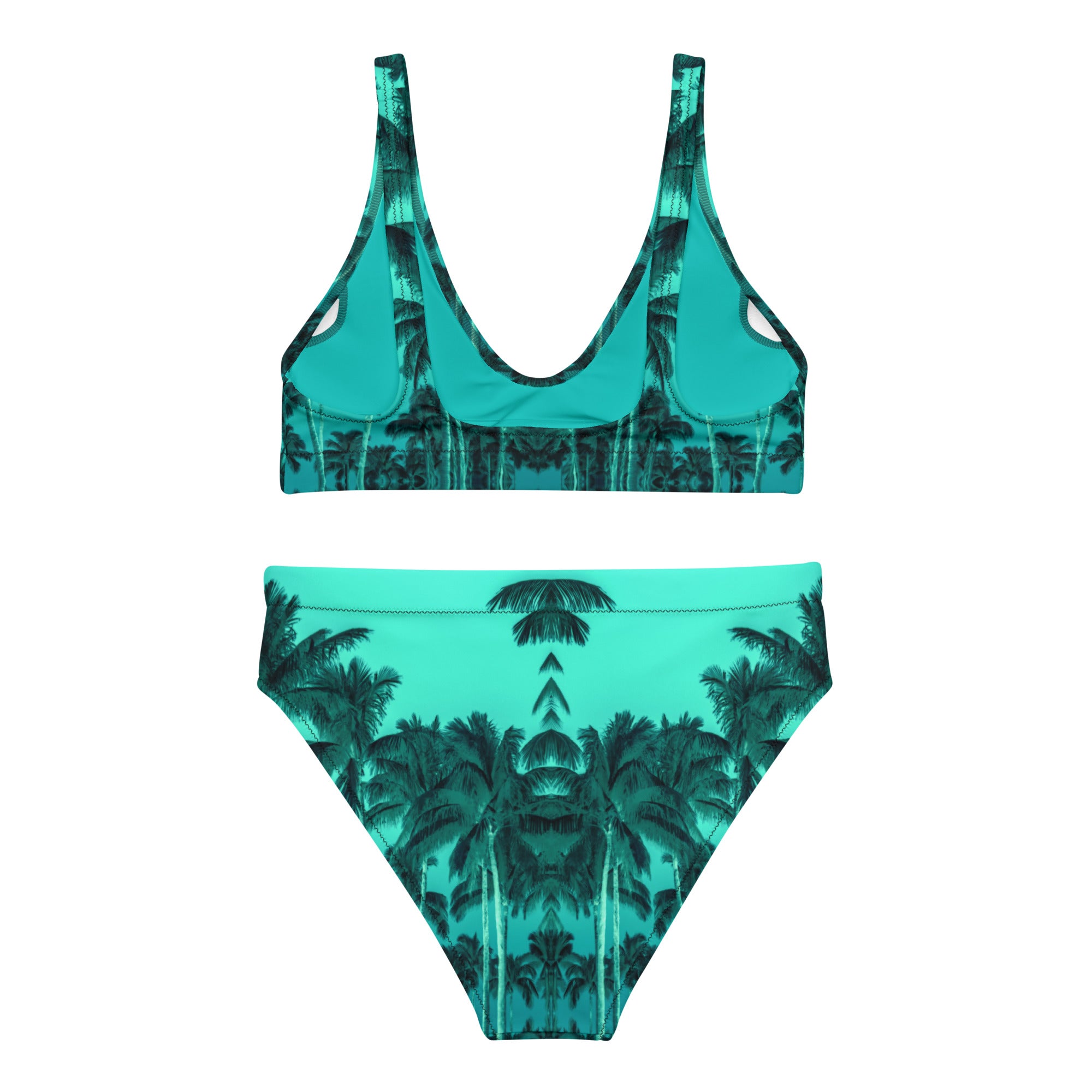 Women's Recycled High-Rise Bikini, Palm Tree, Green