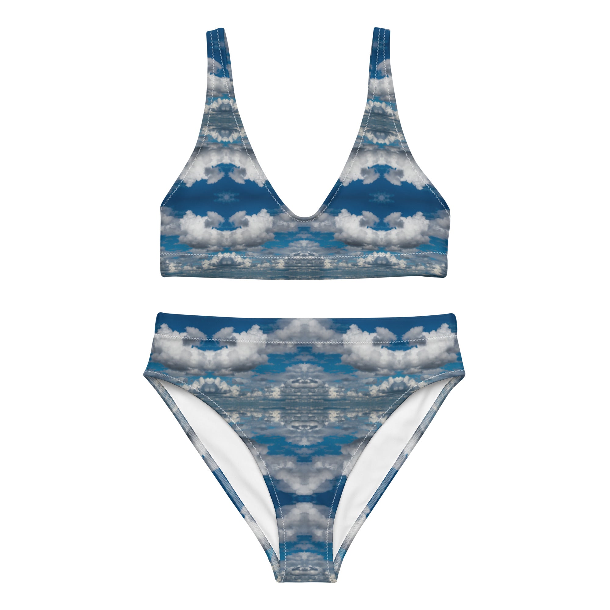 Women's Recycled High-Rise Bikini, Little Fluffy Clouds