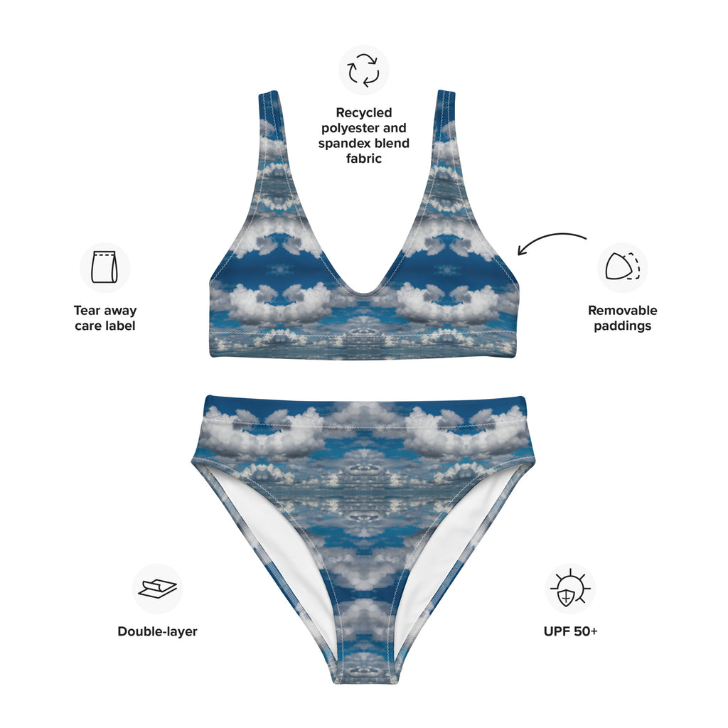 Women's Recycled High-Rise Bikini, Little Fluffy Clouds