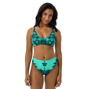 Women's Recycled High-Rise Bikini, Palm Tree, Green