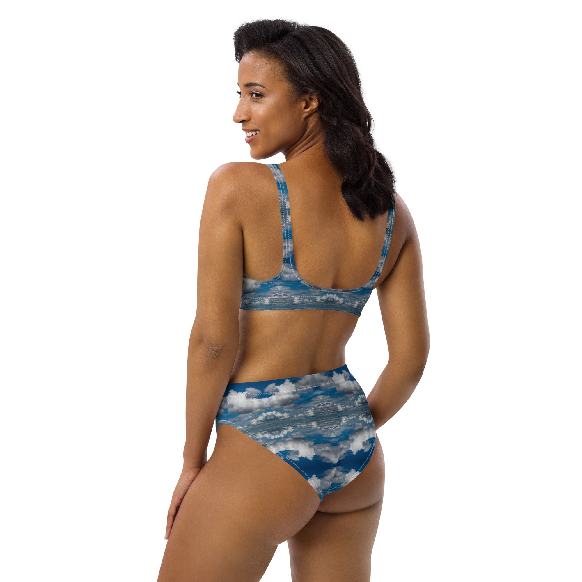 Women's Recycled High-Rise Bikini, Little Fluffy Clouds