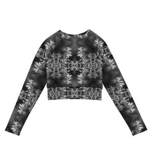 Recycled Athletic Long-Sleeve Crop Top, UPF 50+, Cannabis, Midnight