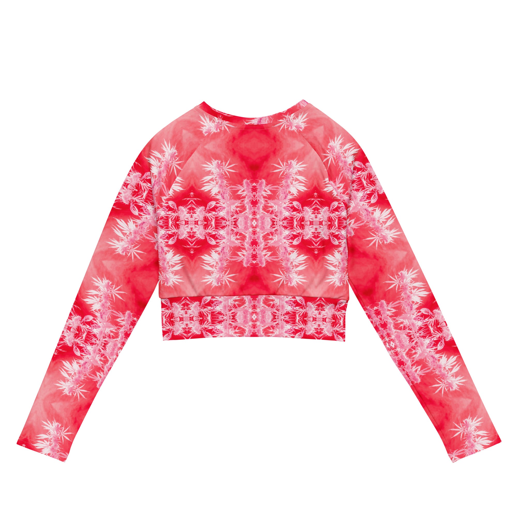 Recycled Athletic Long-Sleeve Crop Top, UPF 50+, Cannabis, Infrared