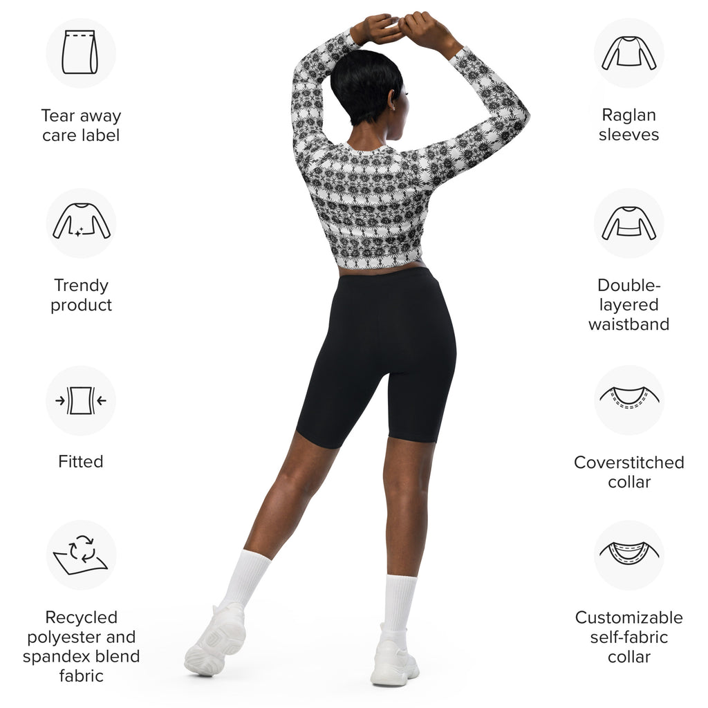 Recycled Athletic Long-Sleeve Crop Top, UPF 50+, Helios Collection