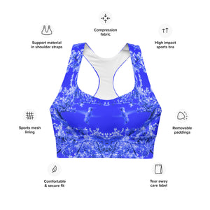 Longline Sports Bra, Hummingbird, Blue