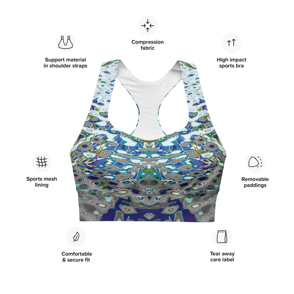 Women's Longline Sports Bra, Liquid Jewel