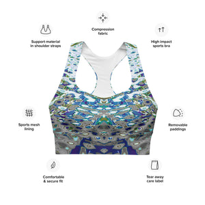 Women's Longline Sports Bra, Liquid Jewel