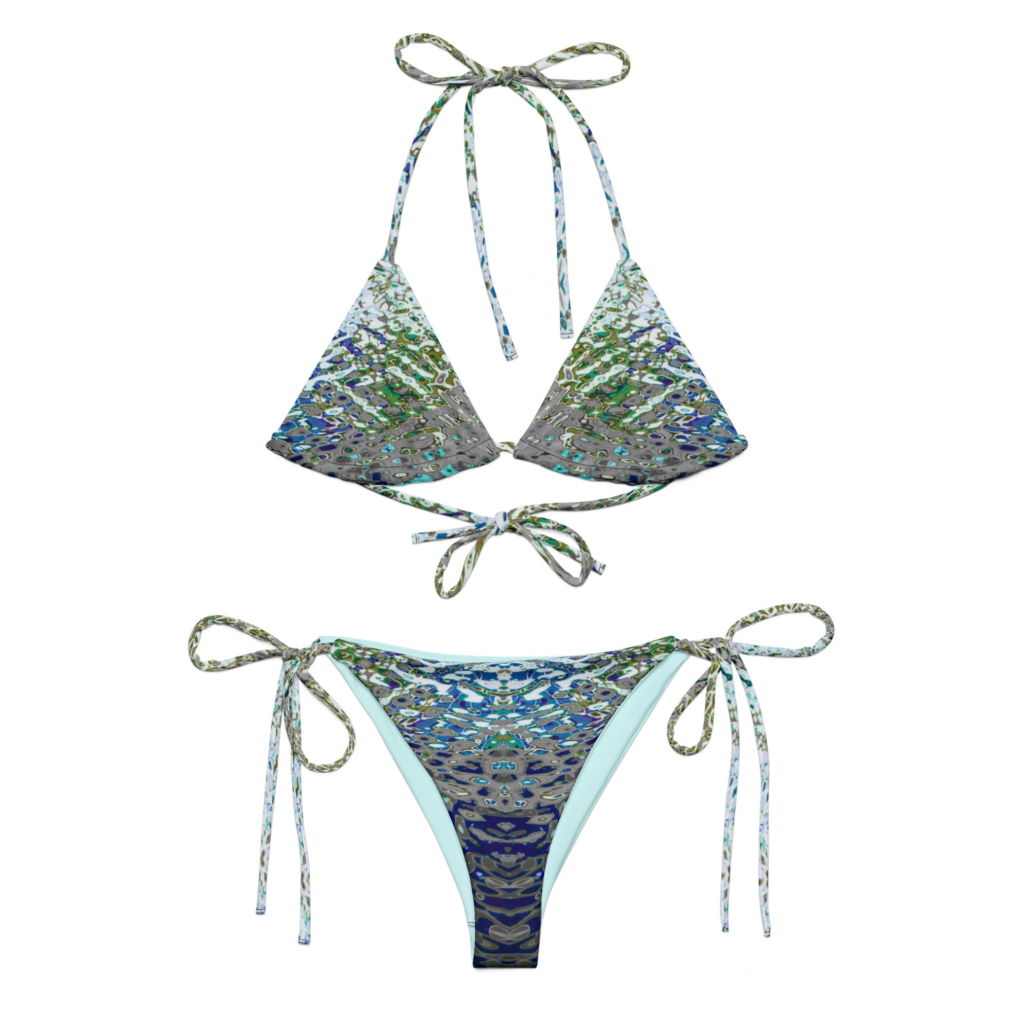 Women's Recycled String Bikini, Liquid Jewel