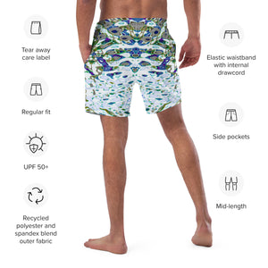 Men's Recycled Swim Trunks, with Liner, Bright Liquid Jewel