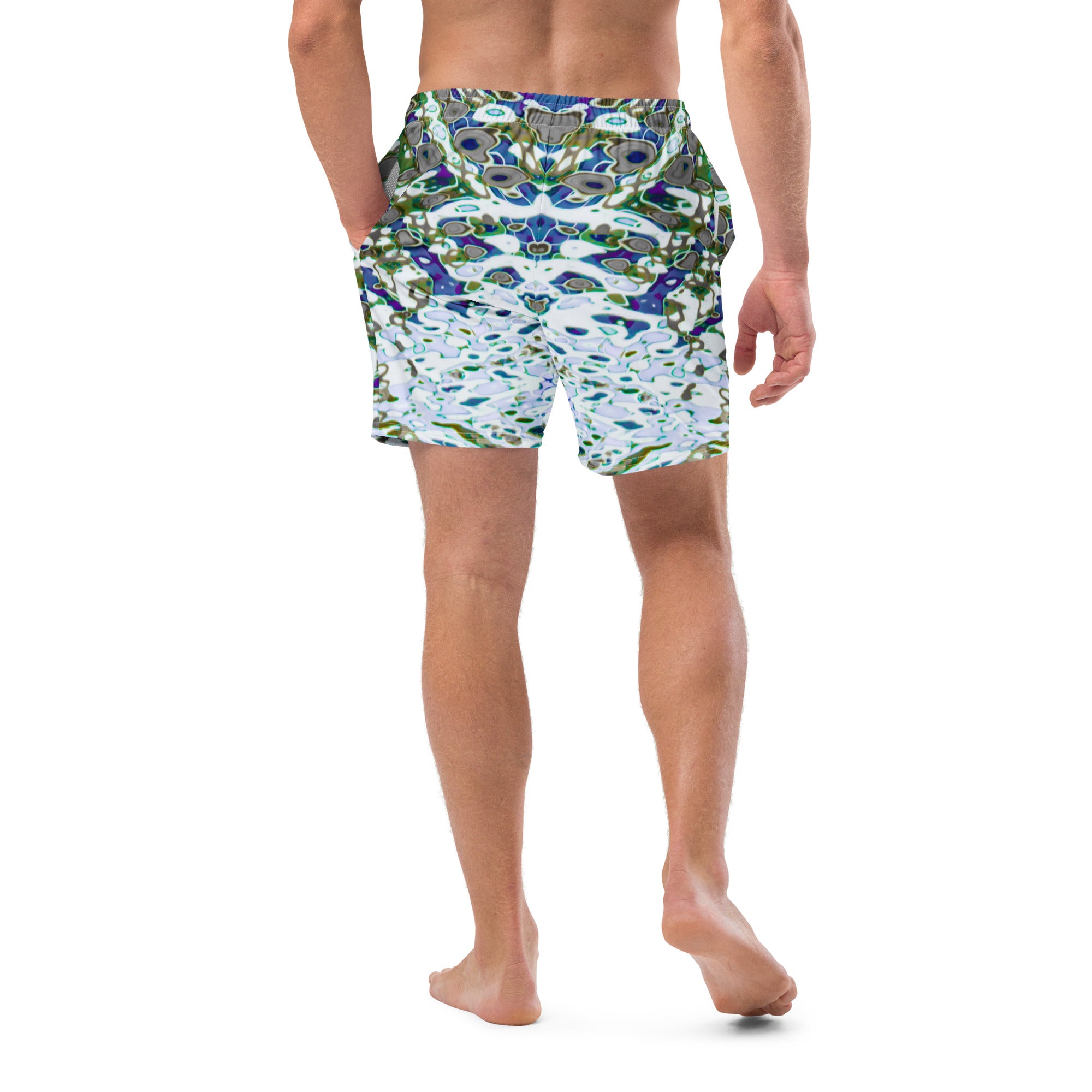 Men's Recycled Swim Trunks, with Liner, Bright Liquid Jewel