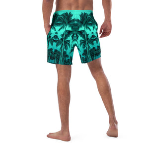 Men's Recycled Swim Trunks, with Liner, Palm Tree, Green