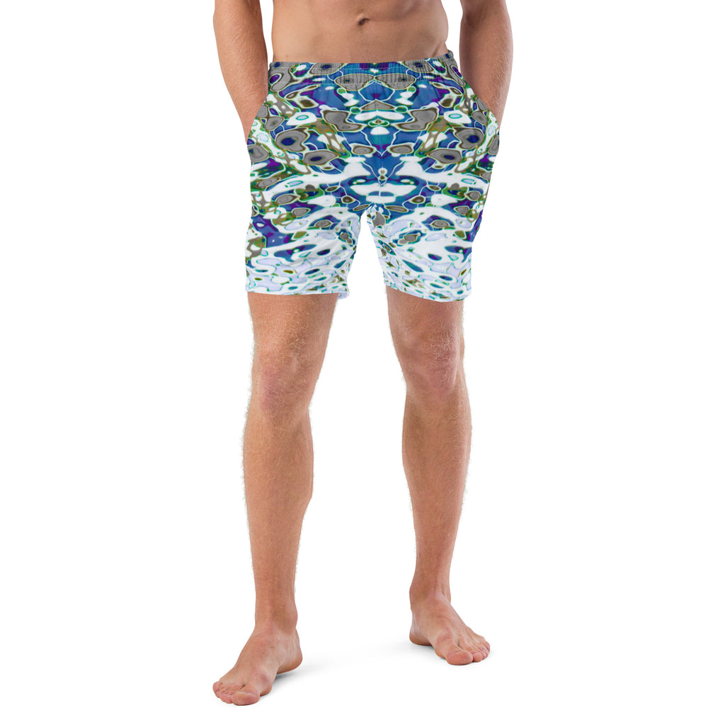 Men's Recycled Swim Trunks, with Liner, Bright Liquid Jewel