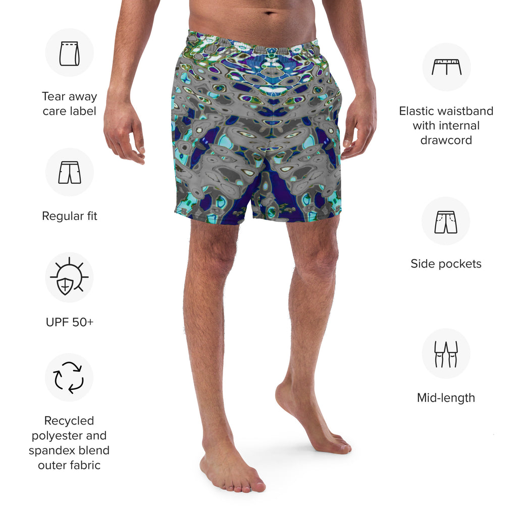 Men's Recycled Swim Trunks, with Liner, Liquid Jewel