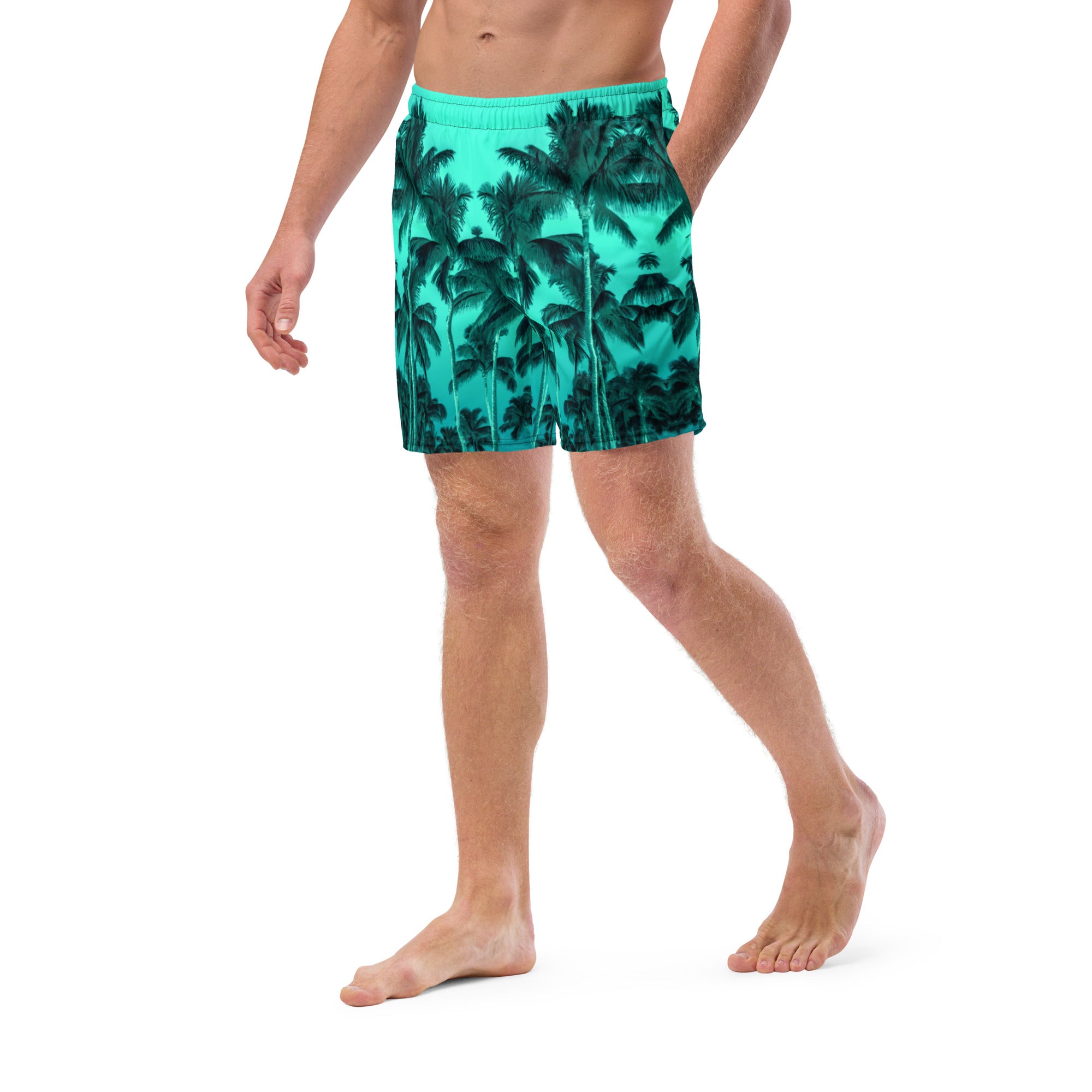 Men's Recycled Swim Trunks, with Liner, Palm Tree, Green