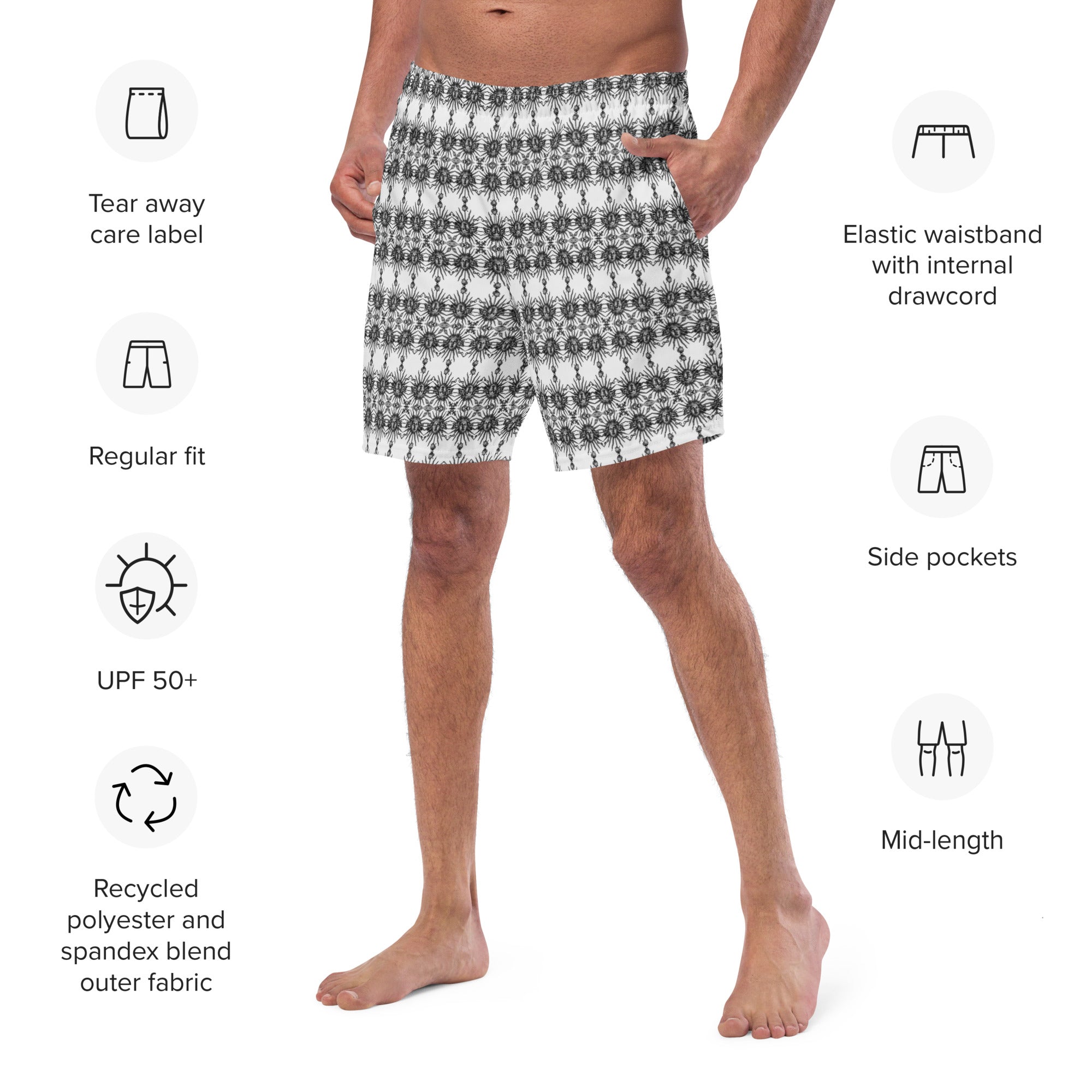 Men's Recycled Swim Trunks, with Liner, Helios Collection