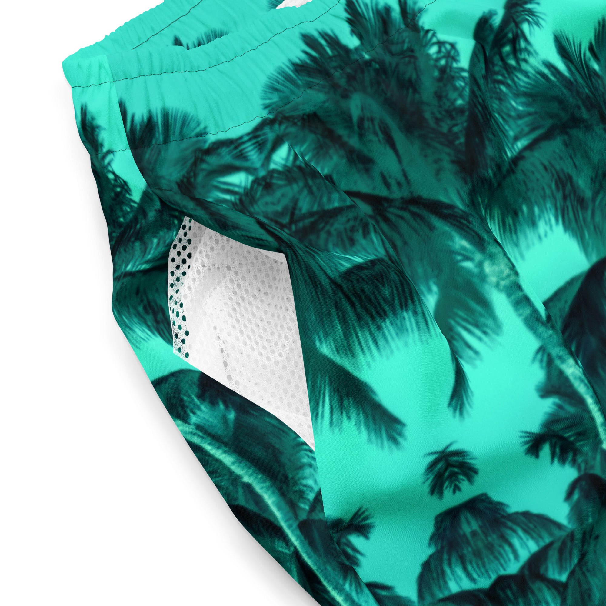 Men's Recycled Swim Trunks, with Liner, Palm Tree, Green