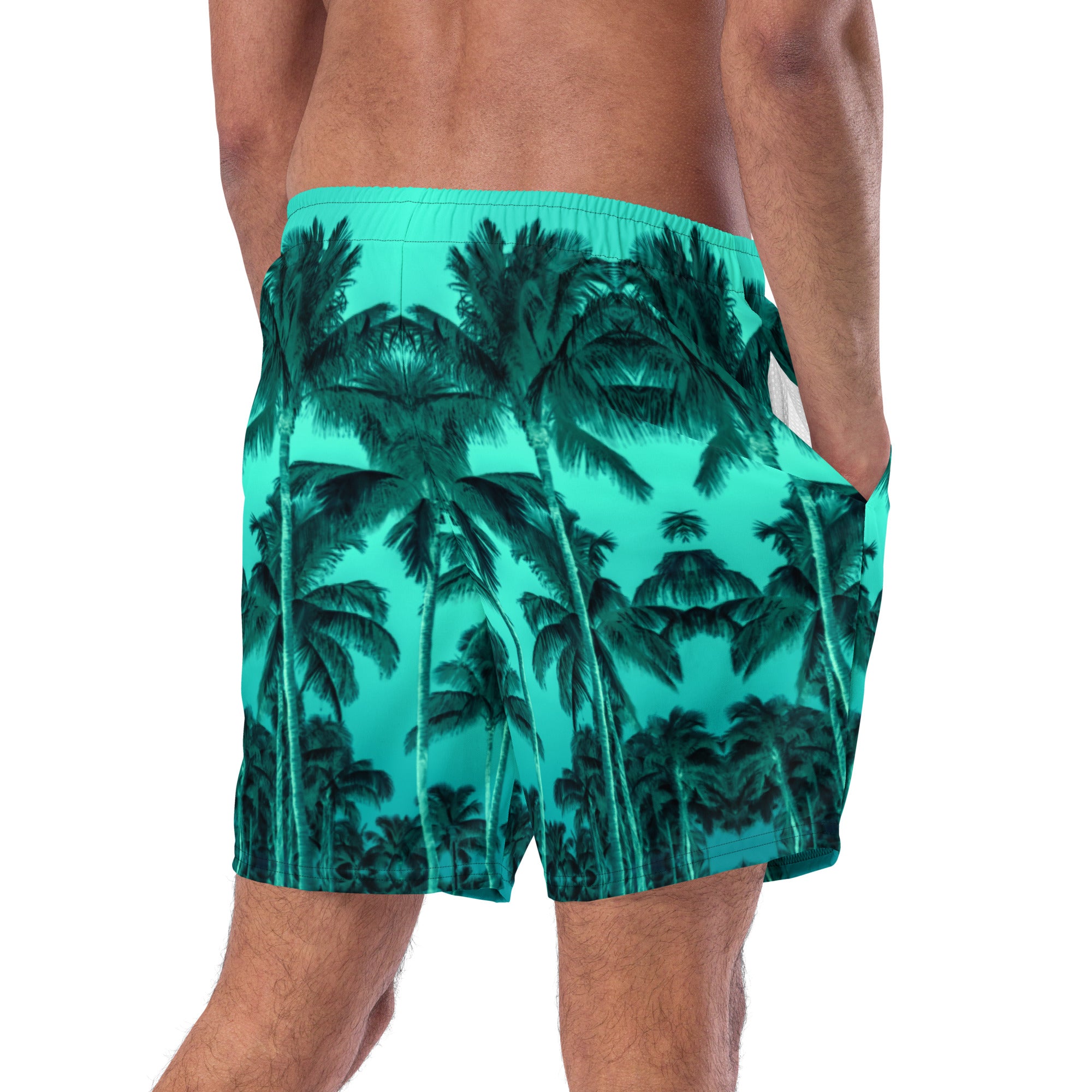 Men's Recycled Swim Trunks, with Liner, Palm Tree, Green