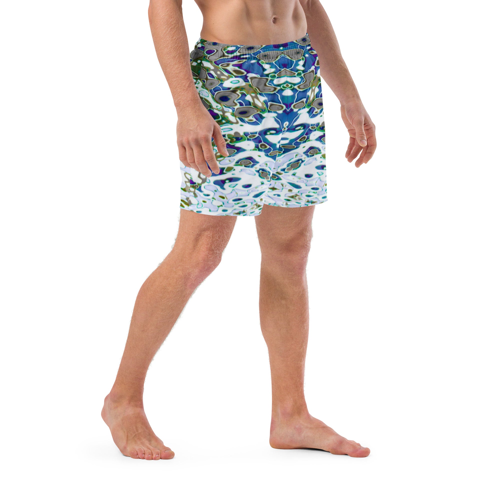 Men's Recycled Swim Trunks, with Liner, Bright Liquid Jewel