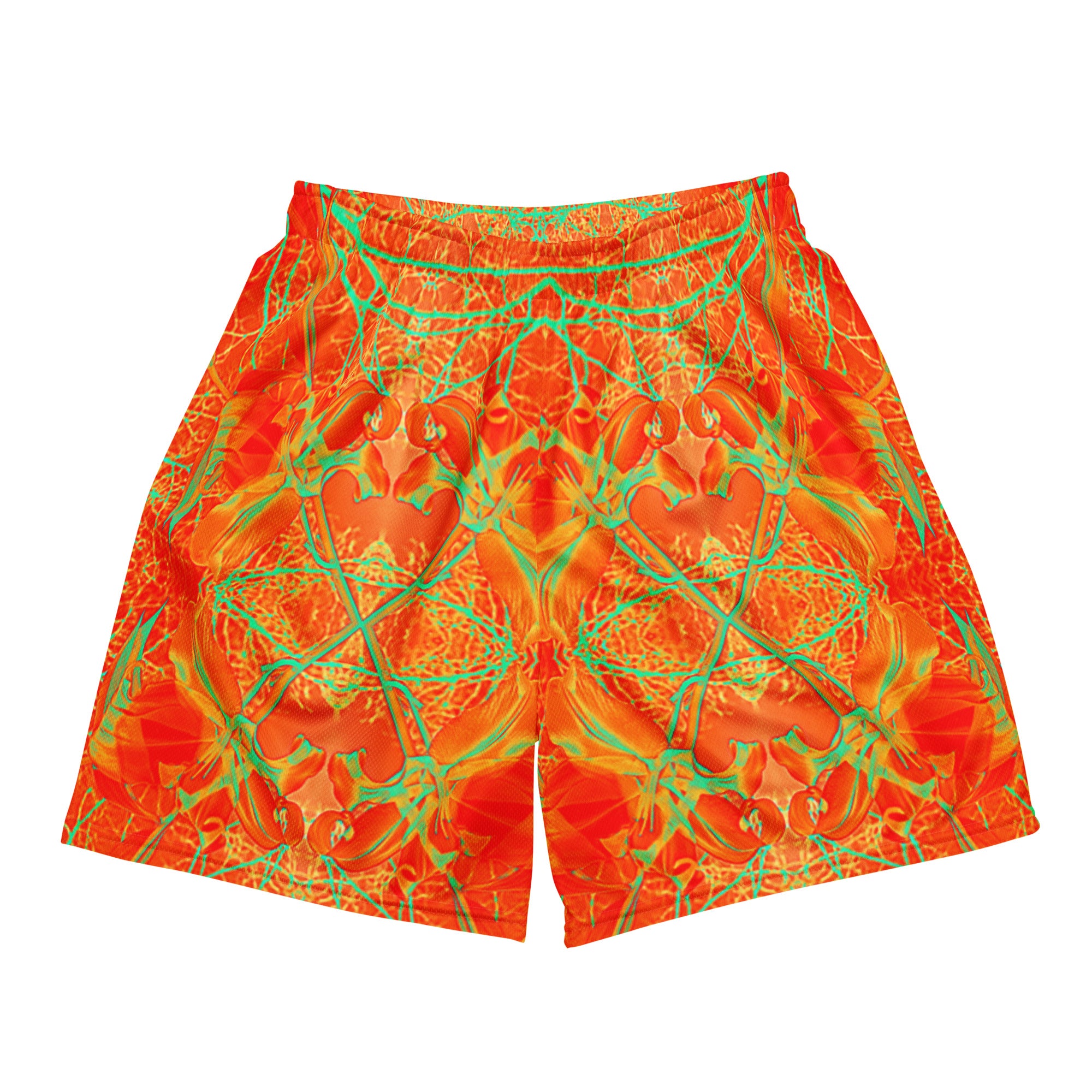 Recycled Mesh Shorts with Side Pockets, UPF 50+, Electric Lily