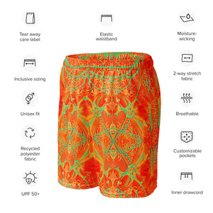 Recycled Mesh Shorts with Side Pockets, UPF 50+, Electric Lily