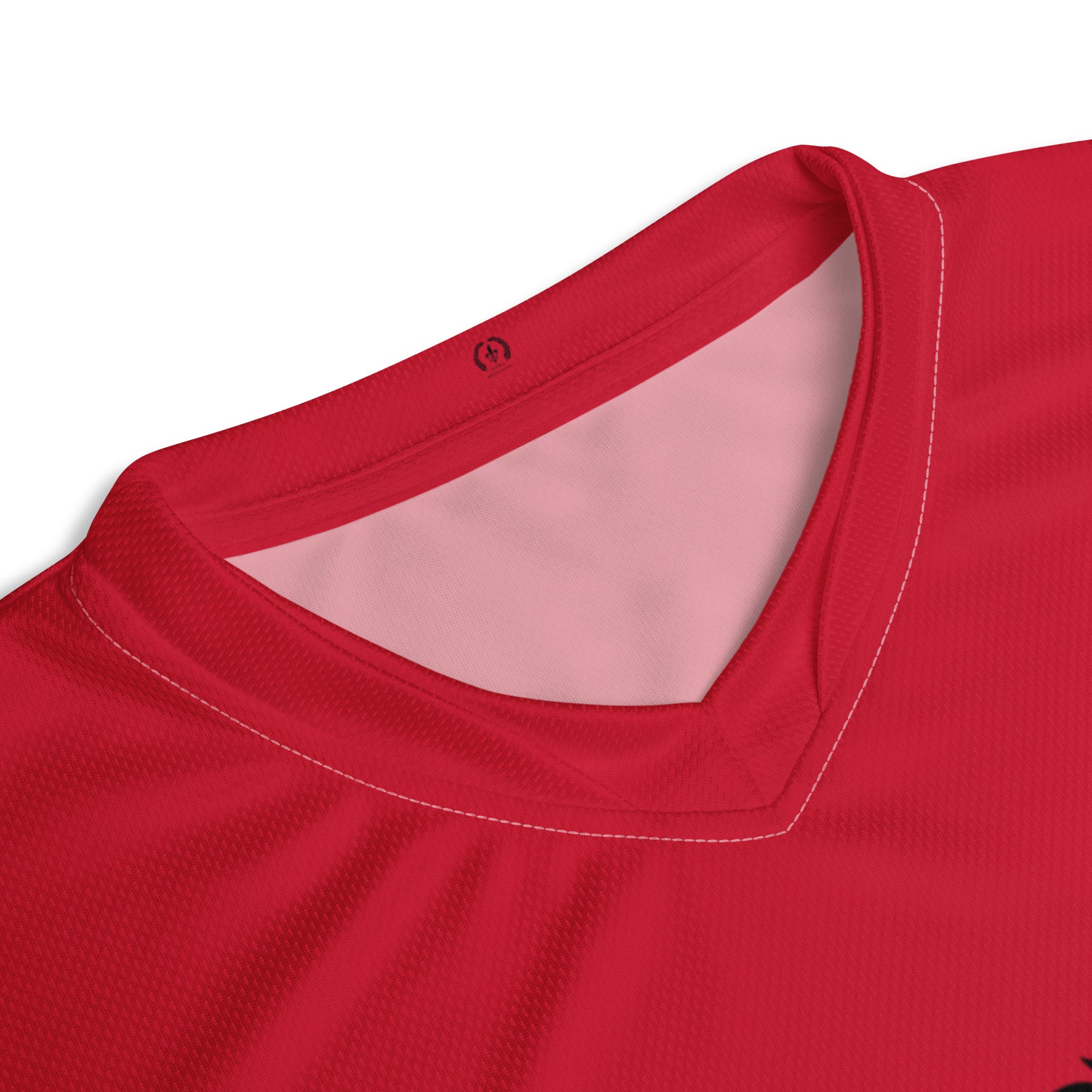 Slim Fit Recycled V-Neck Sports Jersey, Moisture Wicking, UPF 50+, Red