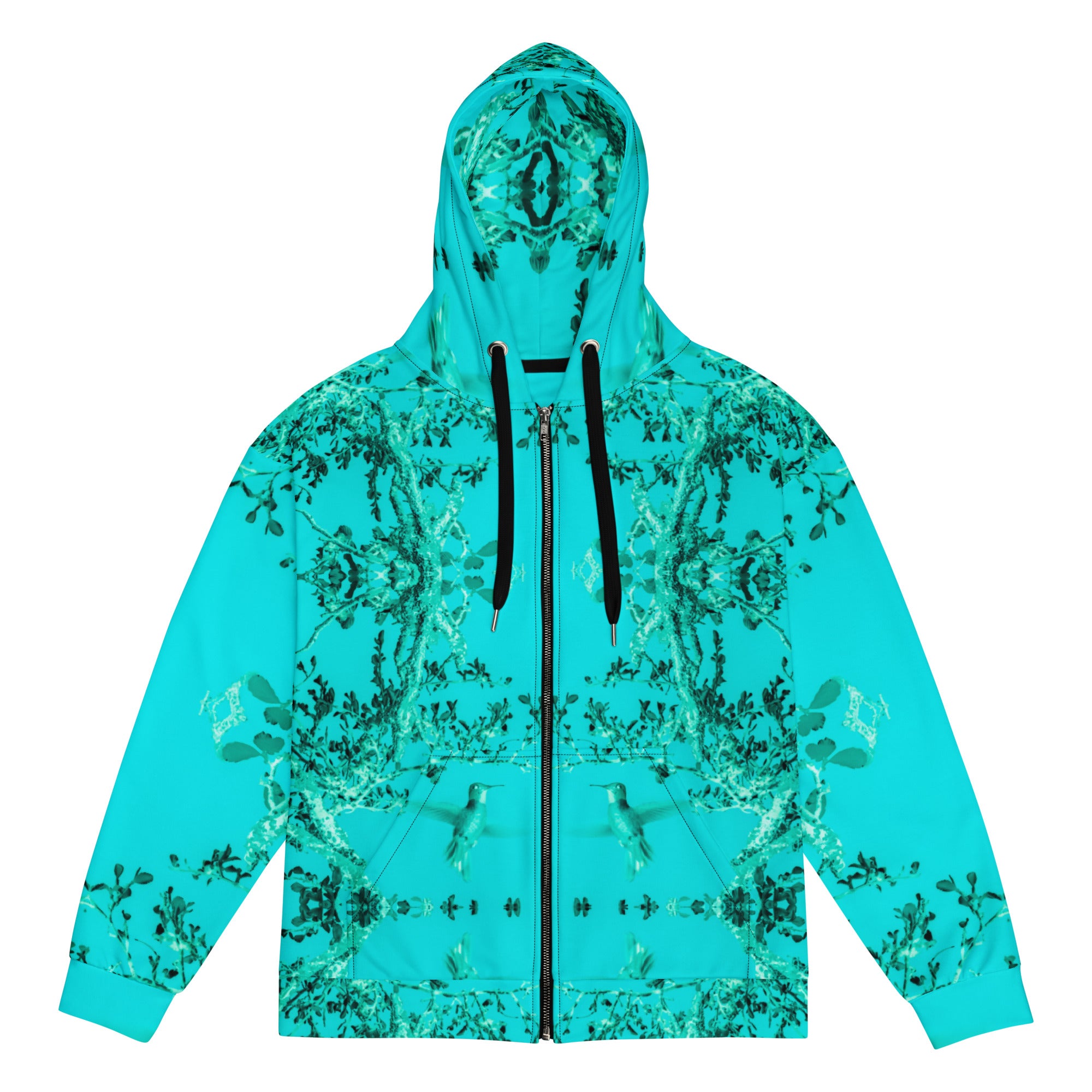 Recycled Zip-Up Hoodie, Hummingbird, Turquoise