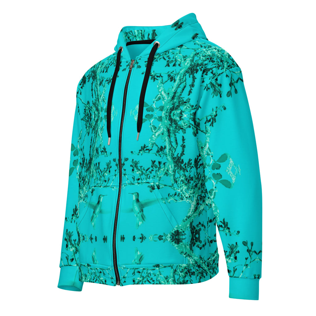 Recycled Zip-Up Hoodie, Hummingbird, Turquoise